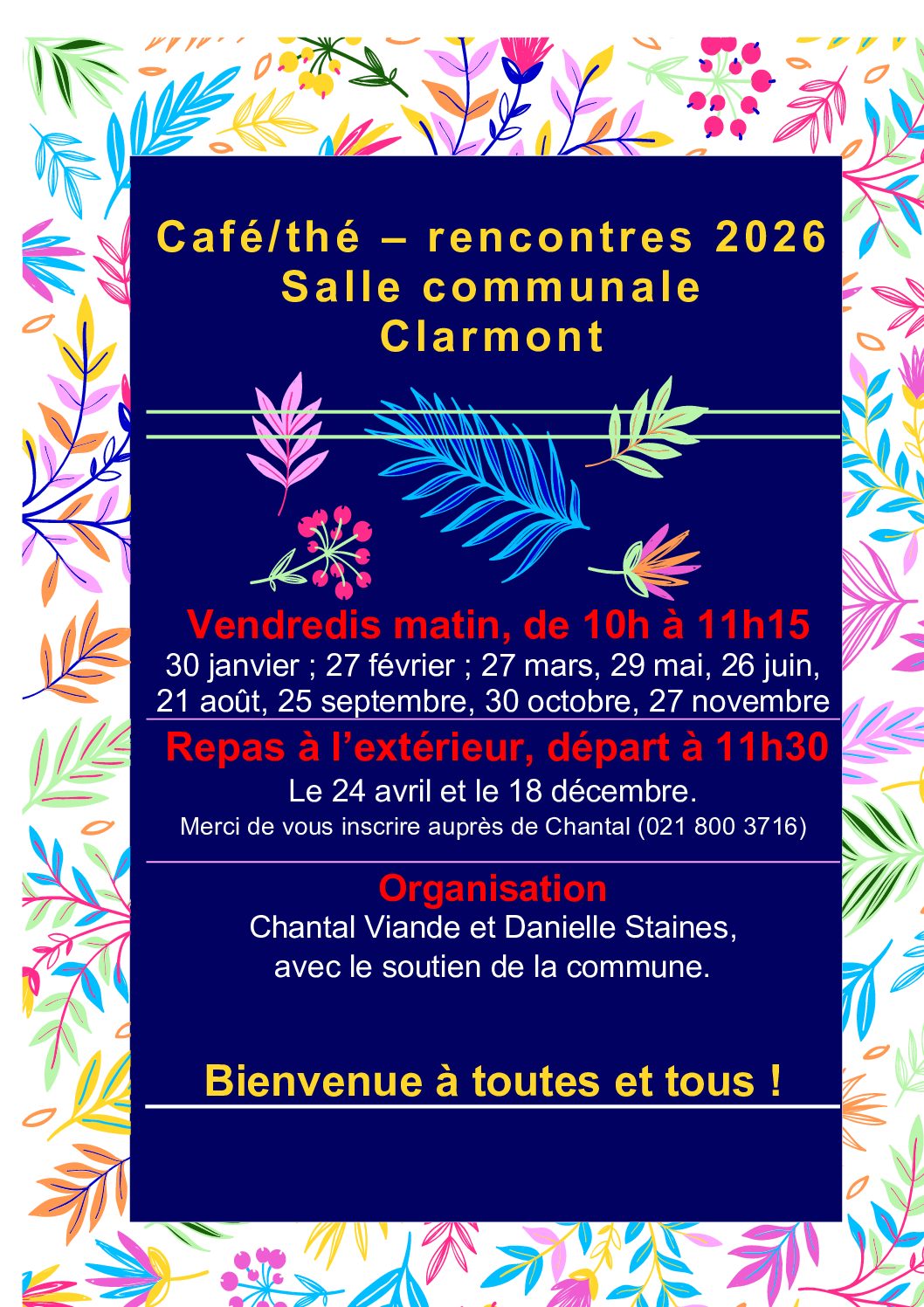 Café/thé – Rencontres avec visite et repas